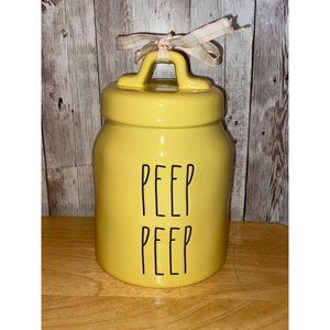 Rae Dunn Ceramic Yellow Peep Peep Canister Cookie Candy Jar 6.5" Easter